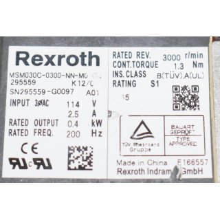 Rexroth Motor MSM 030C-0300-NN-M0-CG  0,4kW,3000rpm -Gebraucht/Used