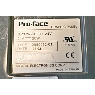 Pro-Face Graphic Panel Display 2880052-01 GP37W2-BG41-24V -Gebraucht/Used