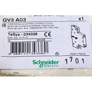 Schneider GV3A03 Hilfsschalter, 2Sf+1s, fr GV3 -unused-