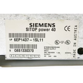 Siemens SITOP Power 40 Typ 6EP1437-1SL11 -Gebraucht/Used