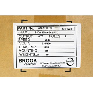 Brook Crompton Motor B-DA 80MA-D-2 PTC Neu/OVP