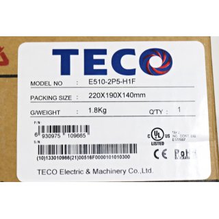 TECO Frequenzumrichter E510-2P5-H1F 0,4KW 230V-Neu/OVP