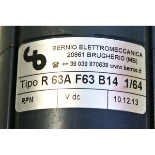 BERNIO R63A F63 B14 1/64 Getriebe i=64 -unused-