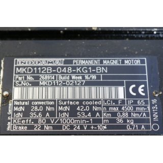 Indramat  PMMotor MKD112B-048-KG1-BN  rpm4500 -Gebraucht/Used