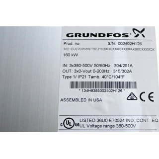 Grundfos CUE202N160T5E21H2XGCXXXSXXXXAXBXCXXXXDX- Gebraucht/Used