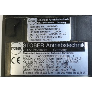 Stber Servomotor Getriebe: 1608640 P301SPN0100ES42- Gebraucht/Used