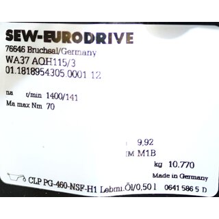 SEW-Eurodrive  WA37 AQH115/3 01.18189505.0001.12  Neu
