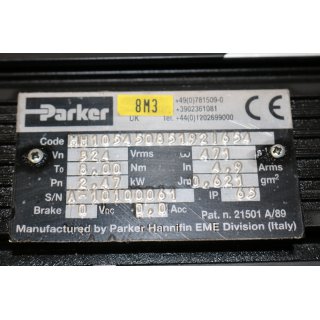 Parker 3 ~ Servo Motor MH105450851921654 -Gebraucht/Used