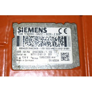 Siemens Servomotor 1FK6084-6AZ21-9ZZ9-Z S29  -Gebraucht/Used