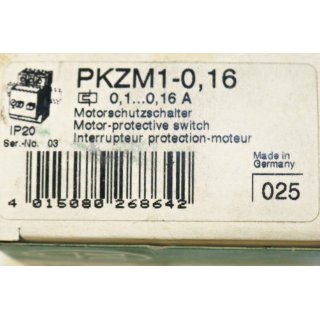 Mller PKZM1-0,16 Motoschutzschalter 0,1..0,16A -Neu/OVP