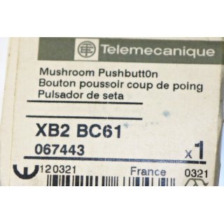 Telemecanique  XB2 BC61  Mushroom Pushbutton -Neu/OVP