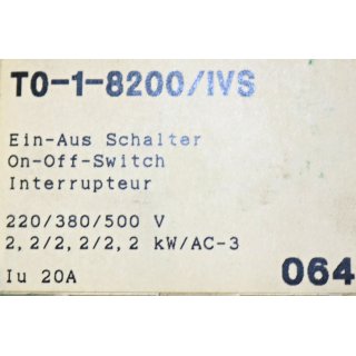 Klckner Moeller Ein-Aus Schalter T0-1-8200/IVS -Neu/OVP