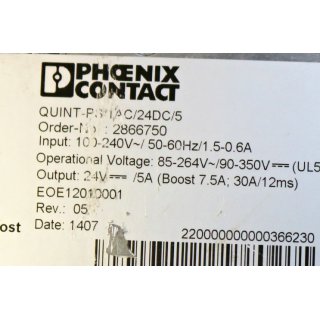 PHOENIX CONTACT QUINT-PSTAC/24DC/5- Gebraucht/Used