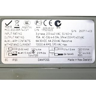 Danfoss SOFT STARTER  MCD 202-037-T4-CV1 -Gebraucht/Used