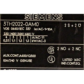 Siemens 3TH2022-0AM0 Hilfsschütz -used-