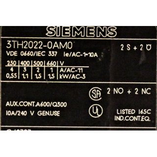 Siemens Hilfsschütz 3TH2022-0AM0