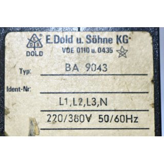 E. Dold & Shne Unterspannungsrelais BA 9043- Gebraucht/Used