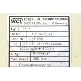 RCI Messumformer Typ 2207- Gebraucht/Used