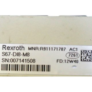 REXROTH Analog Input Modul R911171787 S67-DI8-M8- Gebraucht/Used