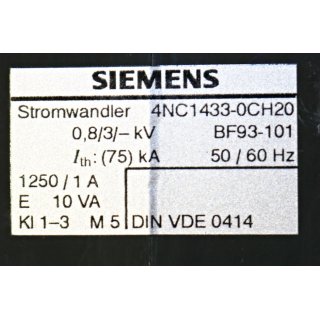 SIEMENS Stromwandler 4NC1433-0CH20- NEU/OVP