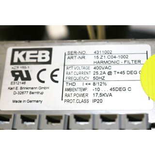 KEB  Dreiphasentrafo Harmonic Filter Typ 15.Z1-C04-1002  400VAC, 50Hz