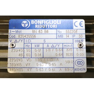 BONFIGLIOLI Riduttori 3~Motor BN63B6  0,12kW