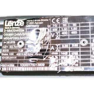 Lenze 3~Motor E84DGDVB11242PS + Inverter M55AP090L045EFECT- Gebraucht/Used