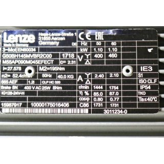Lenze 3~Motor M55AP090M045EFECT+ Inverter E84DGDVB11242PS- Gebraucht/Used