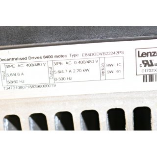 Lenze 3~Motor MHEMAIG100-12C1C +Inverter E84DGDVB22242PS- Gebraucht/Used