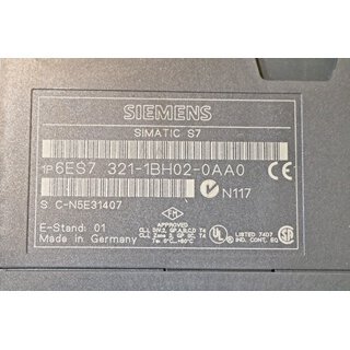 SIEMENS Simatic S7 6ES7 321-1BH02-0AA0 - Gebraucht/Used