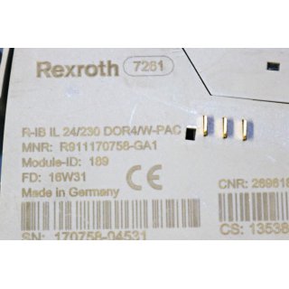 Rexroth SPS Modul Typ R-IB IL  24/230 DOR4/W-PAC -Gebraucht/Used