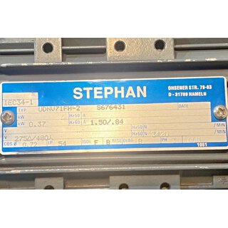 Stephan UDNV71FH-2 Motor 60Hz 3420 rpm -used-