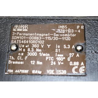 ABB 3~ Motor Typ SDM101-008N3-115*30-1120  rpm 3000-Gebraucht/Used