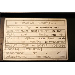 Stromag FRP 21/0070-30 AA 1 Servomotor 3000 rpm -used-