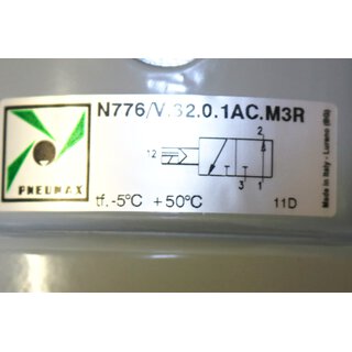 PNEUMAX N776/V.32.0.1AC.M3R 3/2 Wege Sitzventil -unused-