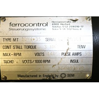 ferrocontrol Servomotor  MT30M4-35 + SAE-1020 H rpm4000 -Gberaucht/Used