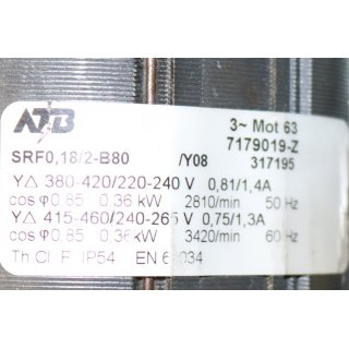 ATB SRF0,18/2-B80 Y08  rpm2810 -Gebraucht/Used
