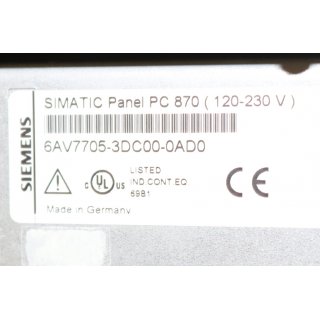 Siemens Simatic Panel PC 870 6AV7705-3DC00-0AD0 -Gebraucht/Used