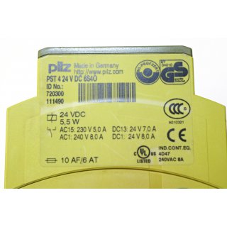 PILZ PST4 24VDC6S40 Safety Relay -Gebraucht/Used