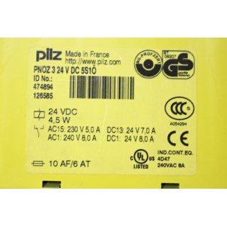 PILZ PNOZ 3 24 V DC 5S1  Safety Relay -Gebraucht/Used