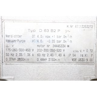 BECKER Vakuumpumpe D63B2P- Gebraucht/Used