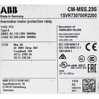 Thermistor-Überlastrelais CM-MSS, ABB, 24V AC/DC 1SVR430720R0400 Neu