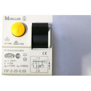 MOELLER FI-Schutzschalter FIP-2-25-0,03 25A- Gebraucht/Used