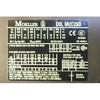 Mller Klckner DIL M (C)50 +DIL M15-XH11-Gebraucht/Used