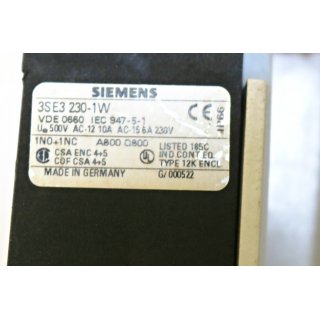 SIEMENS Positionsschalter 3SE3 230-1W VDE0660 IEC 947-5-1- Gebraucht/Used