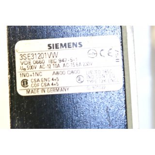 SIEMENS AG Positionsschalter 3SE 31201VW- Gebraucht/Used