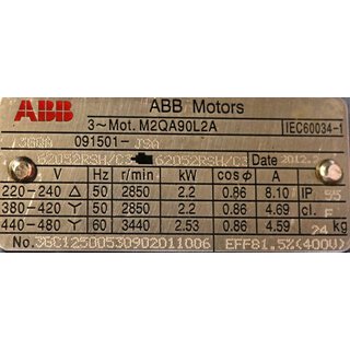 ABB M2QA90L2A 2,2 KW 2850 /min Drehstrommotor mit DeLavel Pumpe FMP220