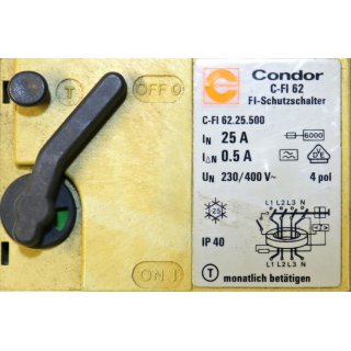 CONDOR C-FI 62 FI-Schutzschalter 25A- Gebraucht/Used