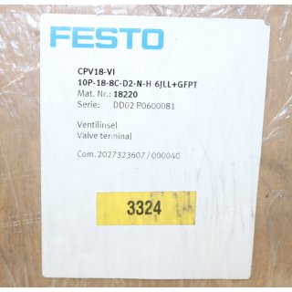 FESTO Ventil CPV18-VI 10P-18-8C-D2-N-H-6JLL+GFPT -Neu