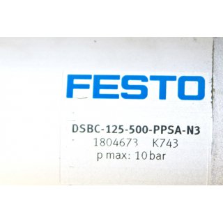 FESTO Normzylinder DSBC-125-500-PPSA-N3- Gebraucht/Used